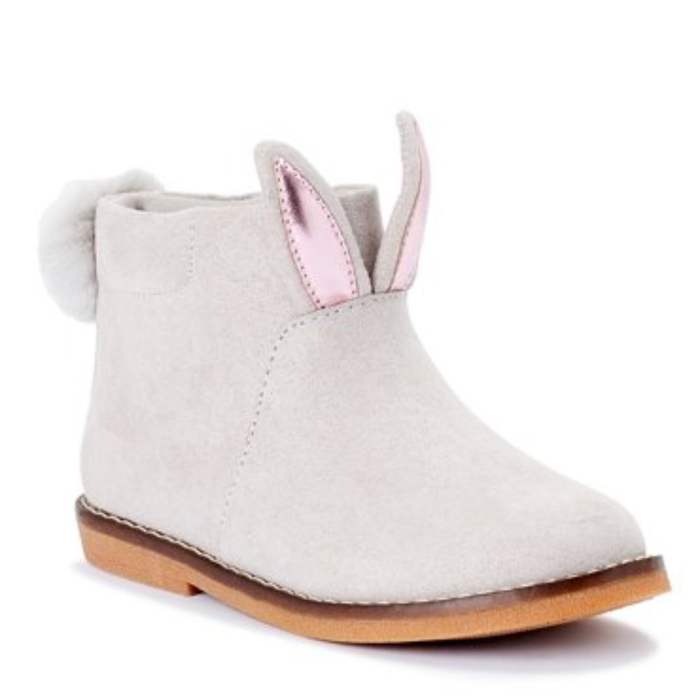 NEW Wonder Nation Toddler Girls Suede Bunny Boots Shoes EASTER Rabbit Tail Ears